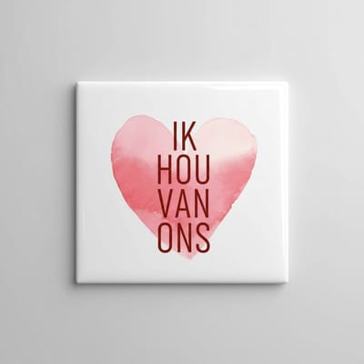 Ik Hou van Ons Hart Tegel 15x15 cm – Romantische Nederlandse Quote Keramische Decoratieve Tegel