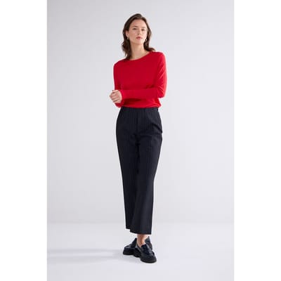 Summum Woman Round Neck Top Lyocell Wool Basics True Red Size: M | Long-Sleeved Tops Outlet | Dames | Rood