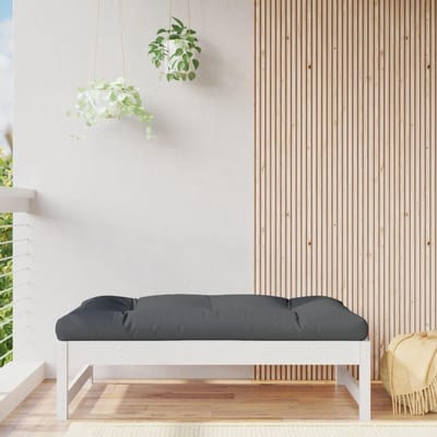 Voetenbank Ottomaans - Tuin Poef - Buiten Ontspannen - Massief Hout - 120 x 80 cm - Wit