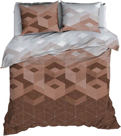 Satin d'Or Kiton Dekbedovertrek - Tweepersoons - 200x200/220 cm - Grijs/Mokka