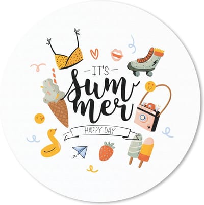 Muismat rond 20x20 cm - Mousepad Rolschaatsen - Zomer - Bikini - Ronde muismatten
