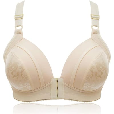Beugelvrije BH met Voorkant Sluiting Hoge Kwaliteit Dunne BH Verstelbaar Ondergoed Draadloos Sexy Comfortabel 42/95C white