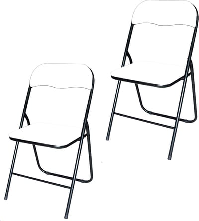 BRASQ Set van 2 Klapstoelen Wit Zwart - Opvouwbare stoelen 43x38x78 cm - PVC - Eettafelstoelen