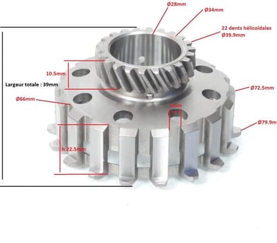 Engrenage Plateau embrayage Z22 Ø115mm 22 dents RMS pour Piaggio Vespa PX 150