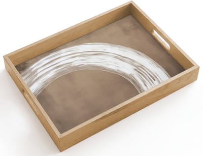 Dienblad hout 40x30 cm - Schootdienblad - Verf - Bruin - Japandi - Borrelplank rechthoek - Plateau dienbladen