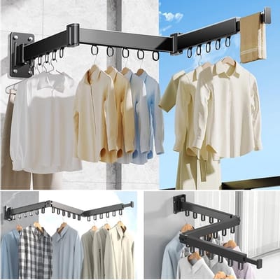 Dailygoods- Droogrek Ruimtebesparend - Opvouwbaar - Draaibaar 180/360 Graden - Aluminium - Stevig - Ondersteunt tot 100 kg - Wasrek