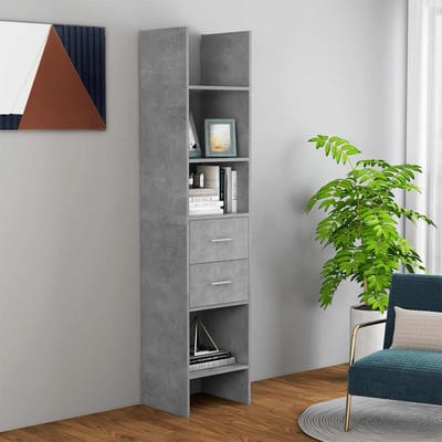 vidaXL - Boekenkast - 40x35x180 - cm - bewerkt - hout - betongrijs