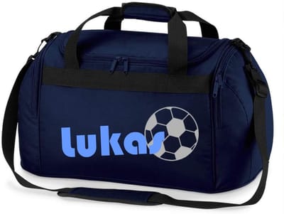 Sporttas Gepersonaliseerd - Reistas Jongens - Sportclub Training - Met Voetbalmotief - 54 x 28 x 26 cm - Blauw Zwart
