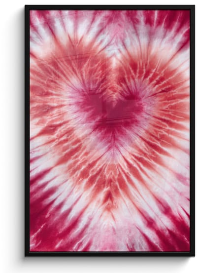 Poster in lijst - Fotolijst 80x120 cm - Posters - Hartvorm - Roze - Tie dye - Posterlijst zwart - Decoratie - Wanddecoratie woonkamer - Muurdecoratie slaapkamer