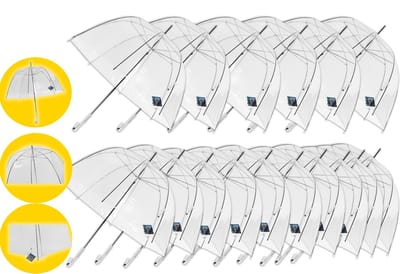 16 stuks Paraplu transparant plastic paraplu's 75 cm - doorzichtige paraplu - trouwparaplu - bruidsparaplu - stijlvol - bruiloft - trouwen - fashionable - trouwparaplu