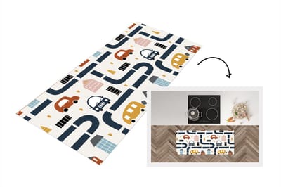 Keukenloper - Loper keuken - Design - Jongens - Auto - Kinderen - 120x50 cm - Keukenloper vinyl