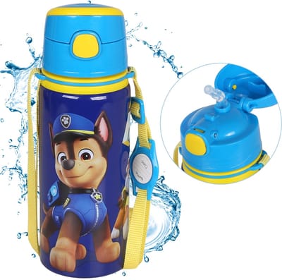 Paw Patrol Aluminium FLES, mondstuk, WATERFLES met schouderriem, voor jongen 600ml