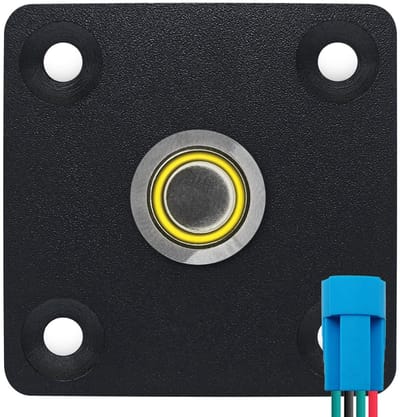 ProRide Metalen drukschakelaar Inbouwpaneel 12V ON-OFF - 12mm - met Aansluitkabel - 12V/24V - LED indicatie Geel