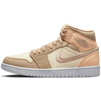Air Jordan 1 Mid SE Muslin Canvas Dames Sneakers Tan Hemels-Goud Zeil DV0427-102 38.5 beige