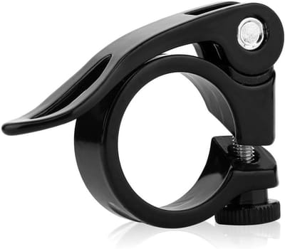 Daity Zadelpenklem — 31,8 mm Zadelpenklem van aluminiumlegering — Zadelpenklem met snelspanner — Geschikt voor mountainbikes en buisframes (Zwart)