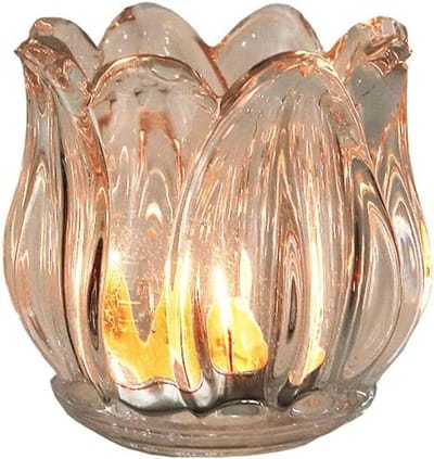 Kandelaar Lotus - Kaarsenhouder Glas - Sfeer Creëren - Unieke Vorm - 67 cm Hoog - Transparant