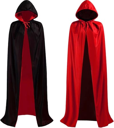 Creepy Vampier Kostuum met Kap voor Volwassenen, Geschikt voor Halloween en Carnaval, Rood en Zwart, Unisex Vampier Outfit