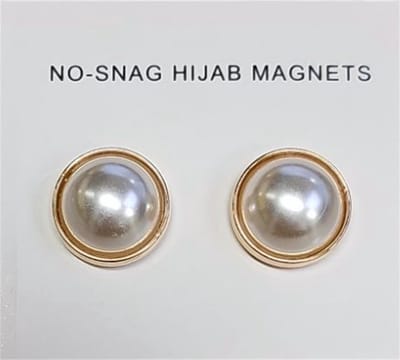 2x Hoofdoek Magneet - Magnetische Broche Parel Acryl - Magneetbroche - Sjaal - Hijab Accessoires- Abaya - 16mm - 2 Stuks - Goud Wit