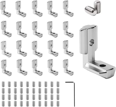 20 Stuks Hoekverbinders voor Aluminium Profielen, T-Nut Hoekverbinder, 4040 Profiel, M6 90° Verbinding, Zinklegering Klemmen, Binnen- en Buitenhoeken, Ideaal voor Constructies en Meubelbouw