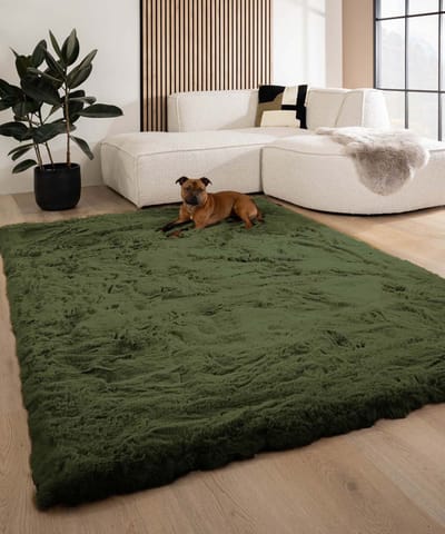 Fluffy vloerkleed - Comfy Deluxe olijfgroen 70x140