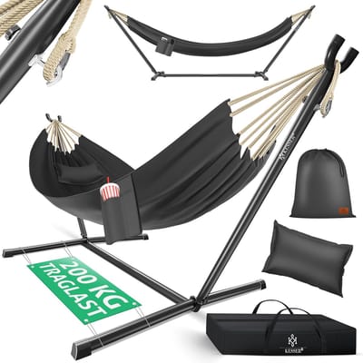 Dubbele Hangmat - Met Frame - Buiten Ontspannen - 200 kg Belastbaar - XXL - Antraciet
