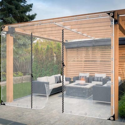 Buitengordijn Waterdicht - Transparant Dekzeil - Balkon Beschermen - Met Rits Toegang - 1.5x2.5 Meter - Helder