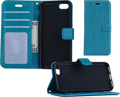 Hoesje - Geschikt voor Apple iPhone SE (2020) - Luxe Bookcase - Walletcase Hoes - Portemonnee - Cover - Telefoonhoes - Turquoise