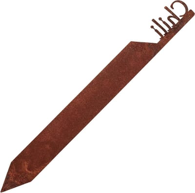 Tuinsteker Chili - Plantenbord Groente - Groente Bed Markeren - Weerbestendig Metaal - 240 mm hoog - Roestkleurig