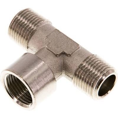 T-koppeling G3/8'' Buitendraad x Binnendraad Vernikkeld Messing 16 bar (8.8psi)