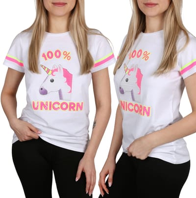 Eenhoorn, wit T-shirt voor meisjes, T-shirt voor meisjes met pailletten
