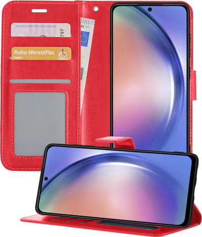 Hoesje - Geschikt voor Samsung Galaxy A54 - Luxe Bookcase - Walletcase Hoes - Portemonnee - Cover - Telefoonhoes - Rood