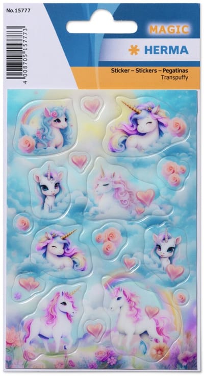 HERMA Sticker MAGIC Happy Unicorns, Transpuffy