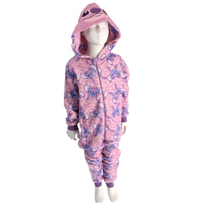 Lilo & Stitch Coral-Fleece Onesie - Kinderen - Angel - Roze - Maat 98/104