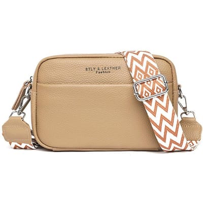 Dames tas van echt leer Nieuw Trendy en Modieus Eenvoudige Schoudertas Crossbody Tas Toplaag Rundleer Kleine Vierkante Tas beige