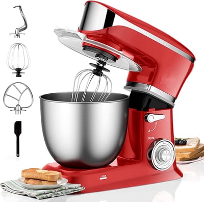Royalty Line® PKM1900 Keukenmachine - 6.5 L Keukenrobot - Mixer Met Mengkom - 1900W Keukenmixer - Incl. Accessoires - Rood