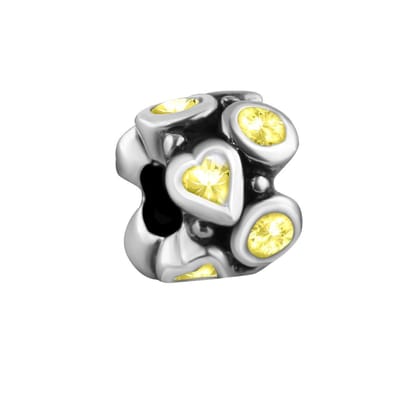 Quiges - 925 - Zilveren - Bedels -Sterling zilver - Beads - Zirkonia Geel Kraal Charm - Geschikt – voor - alle bekende merken - Armband Z609