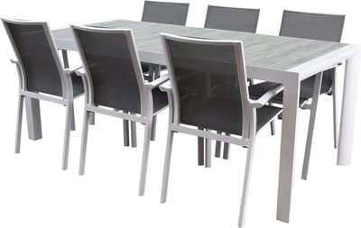 New Valley New Delhi dining tuinset 220x100x74,5 cm 7 delig wit