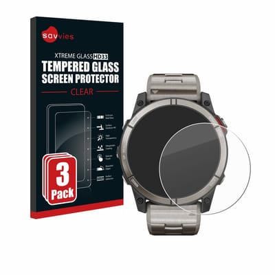 Savvies - Glas Screenprotector voor Garmin quatix 7X - Gehard Beschermglas 9H 3 Stuks