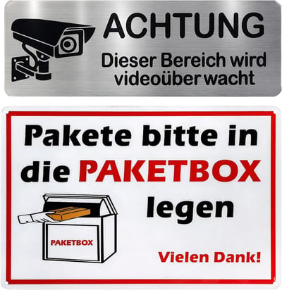 Set van 2 Stickers voor Cameratoezicht en Pakketbox Indicator