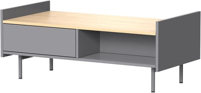 Vicco Velina Salontafel – 100 x 50 cm met 2 lades Grijs/eiken