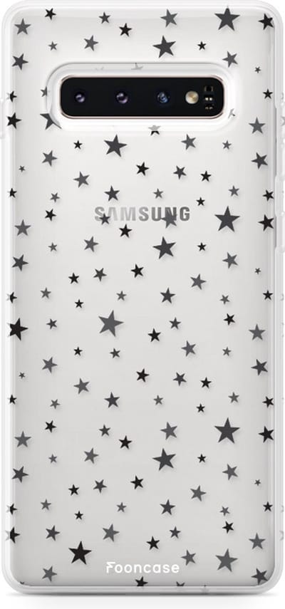 Fooncase Hoesje Geschikt voor Samsung Galaxy S10 - Shockproof Case - Back Cover / Soft Case - Stars / Sterretjes