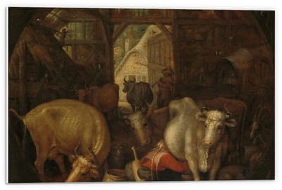 KuijsFotoprint - Schilderij - Oude Meesters Koeien In Stal; Heksen In De Hoeken. Roelant Savery - Bruin - 40 X 60 Cm
