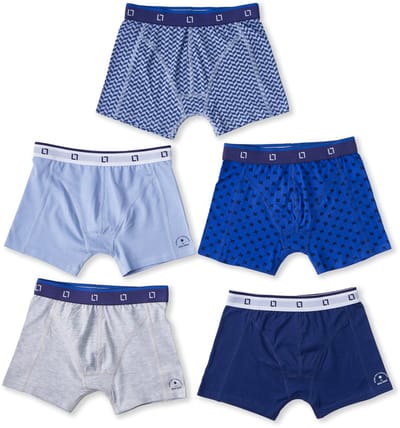 Little Label - boxershorts jongens 5 pack - blauw grijs combi - 98-104 / 4Y - extra zachte bio-katoen