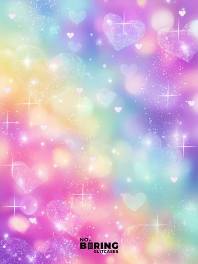 Kinderkoffer roze - Hartjes - Regenboog