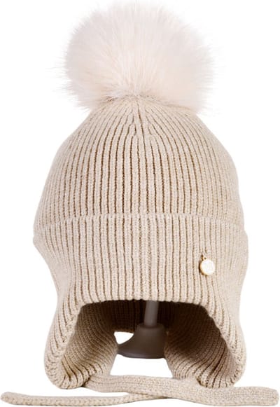 Decopatent - Muts Kind - Kinder muts met pompon - 6 Maanden t/m 6 jaar - Maat 48/52 - Kindermutsen Jongens & Meisjes - Gebreide Muts met Binnenvoering - Muts Baby / Peuter / Kleuter - Wintermuts - Kleur: Beige