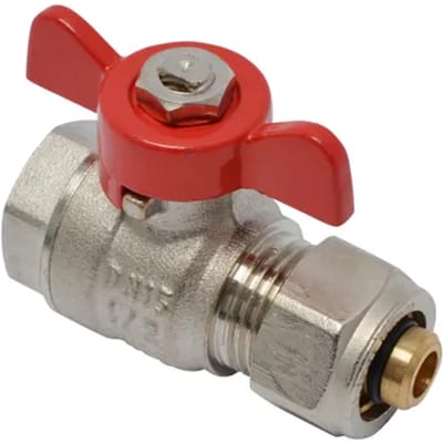 Sanivesk Meerlagen Kogelkraan Met Rode Hendel (binnendraad X Knel) 1/2" X 16x2mm
