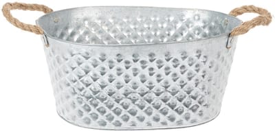 Grote ovale zinken schaal, 31 cm x 20 cm, H15 cm