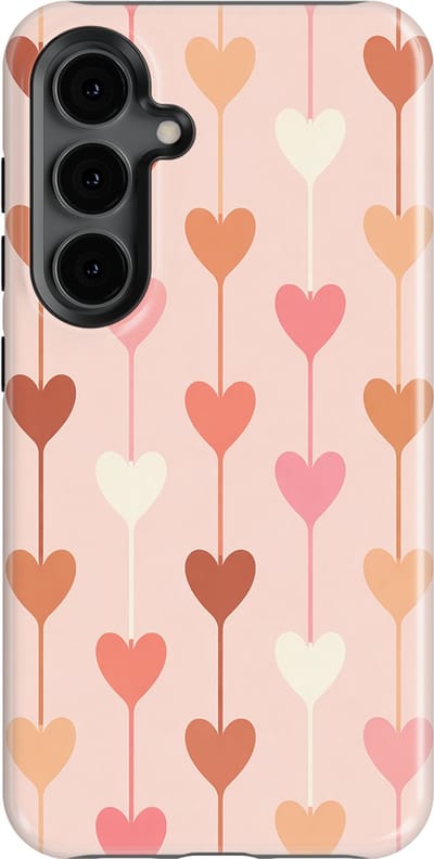 Tough Hoesje met Hartjes Samsung Galaxy S24 | Little Love Tough Case Geschikt voor Mag | Hartjes Print Backcover Samsung Galaxy S24 Falling Hearts