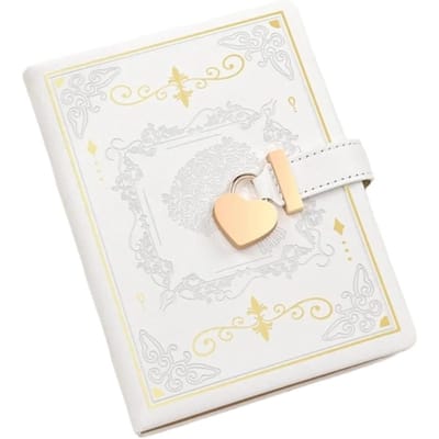 QTTVBTNA – 1 Stuks B6 Dagboek met Slot en Hart Sleutel – 288 Gelinieerde Pagina’s – Persoonlijk Dagboek voor Meisjes en Vrouwen – Compact & Draagbaar – Ideaal als Verjaardagscadeau, Kerstcadeau of Voor Dagelijks Gebruik – Wit