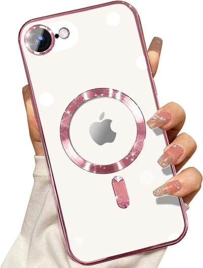 Magsafe Hoesje Geschikt Voor iPhone 16e / iPhone 17e hoesje Rose Goud - Lens beschermer backcover